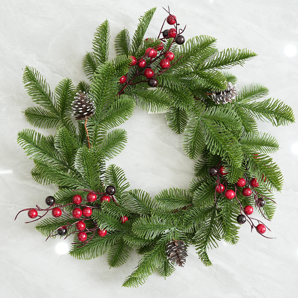 6 Christmas Wreath Red Pinecone