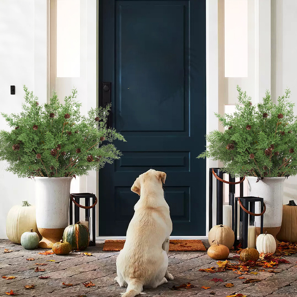 Artificial pine branches with pine cones