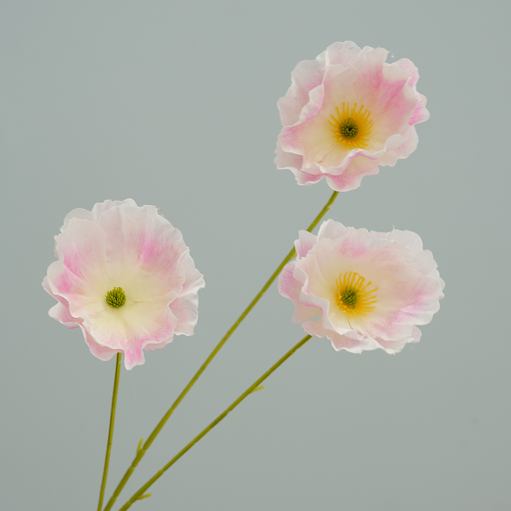 Artificial 3-headed poppy flowers