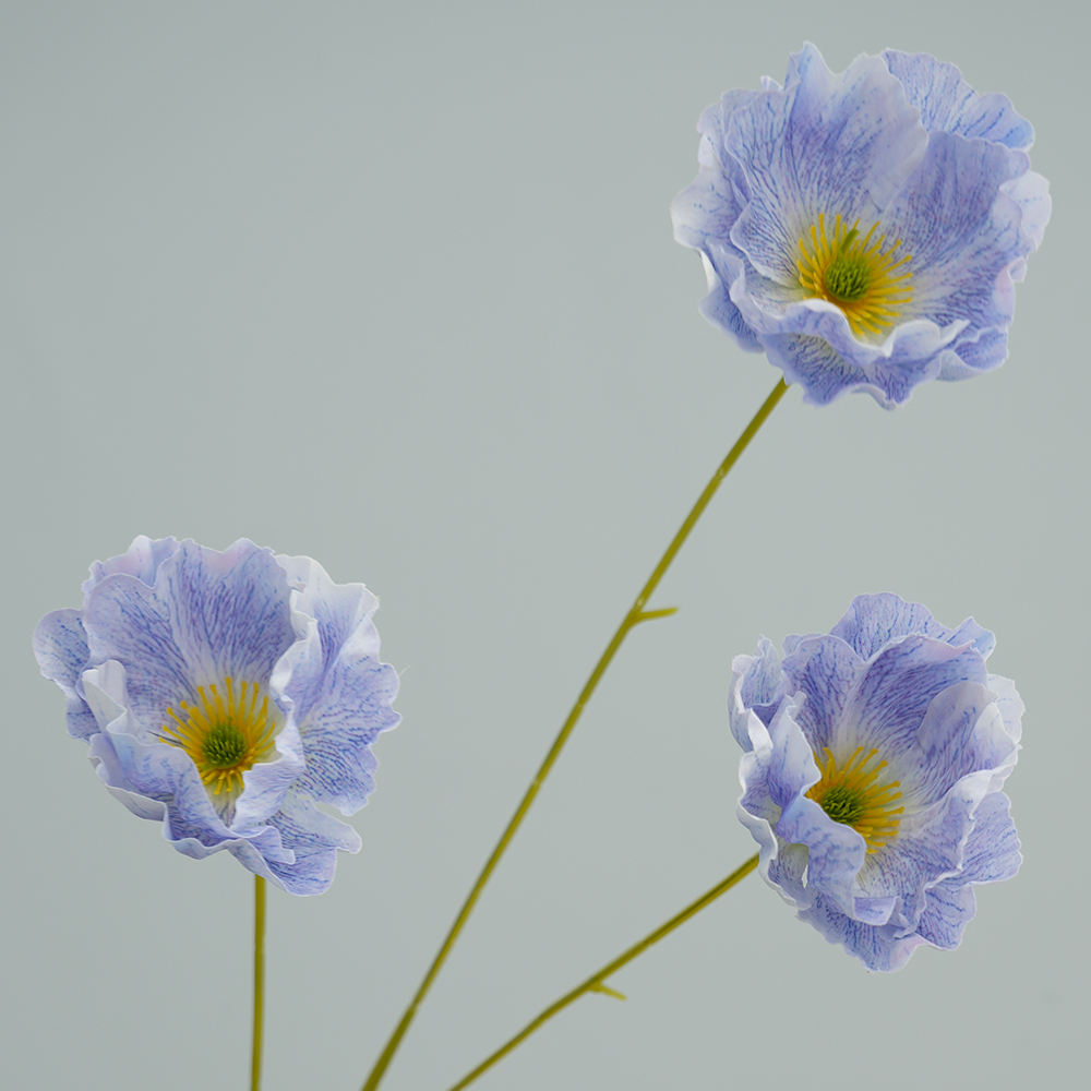 Artificial 3-headed poppy flowers