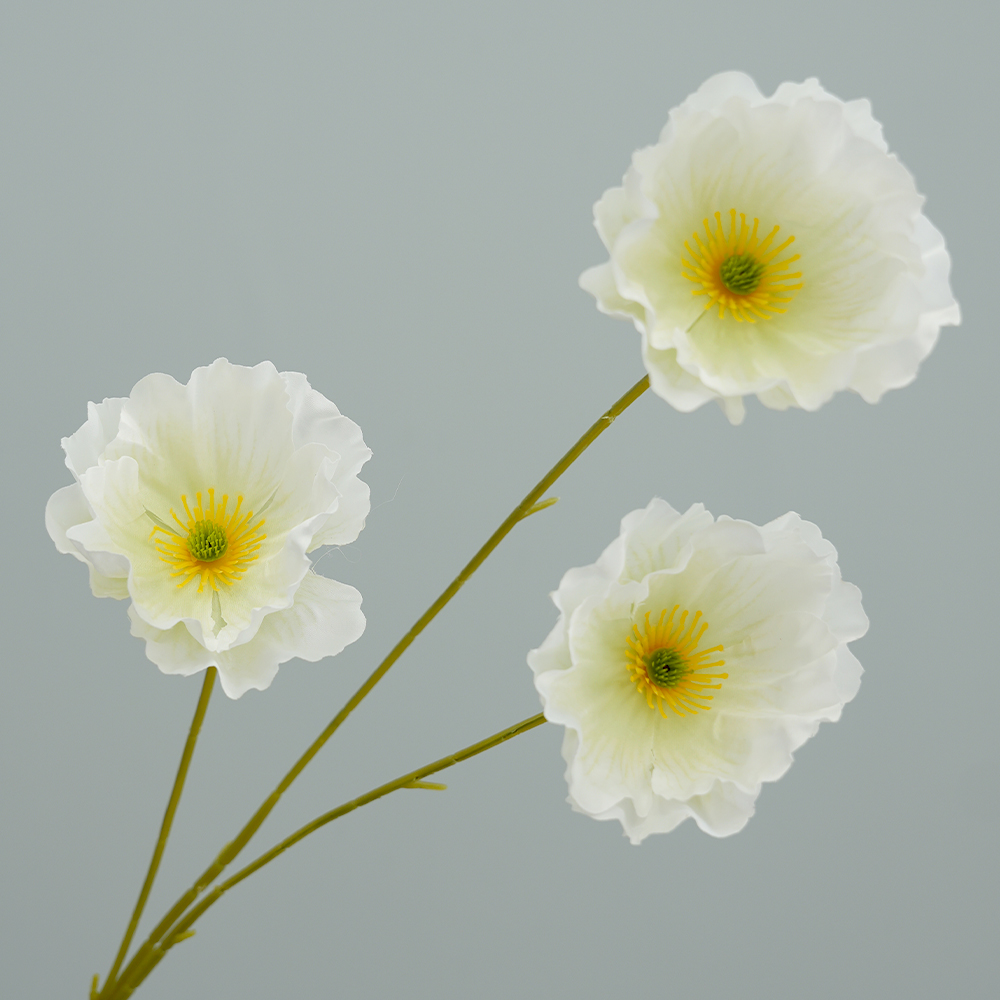 Artificial 3-headed poppy flowers