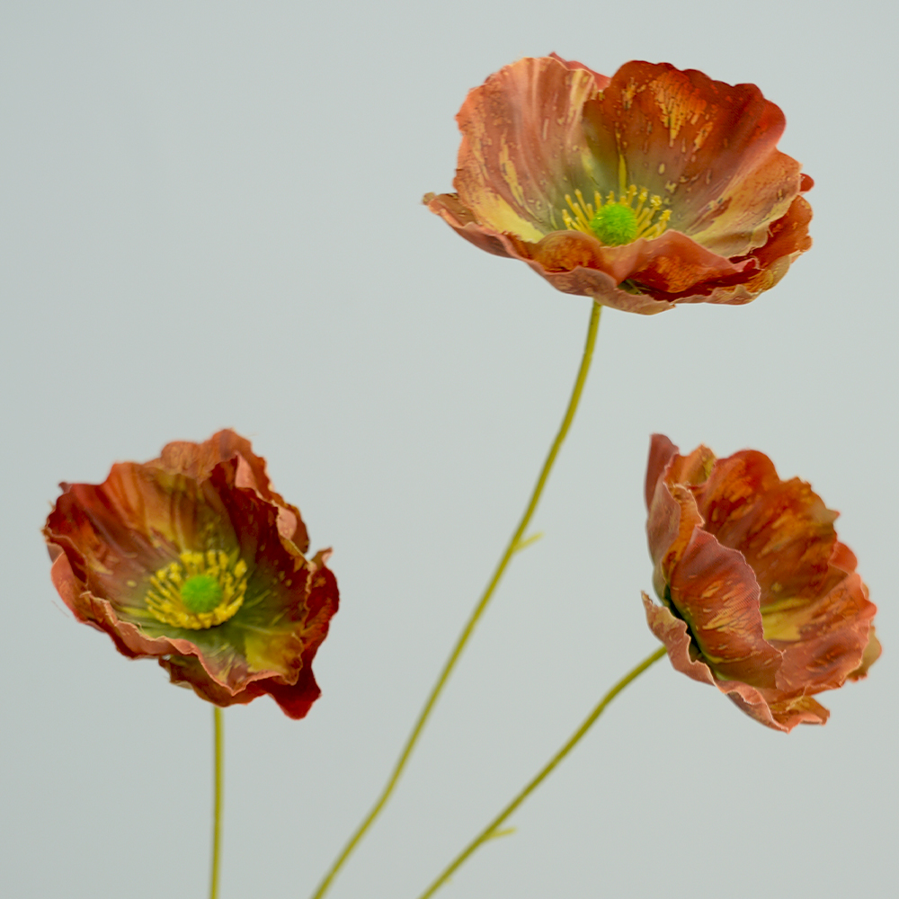 Artificial 3-headed poppy flowers
