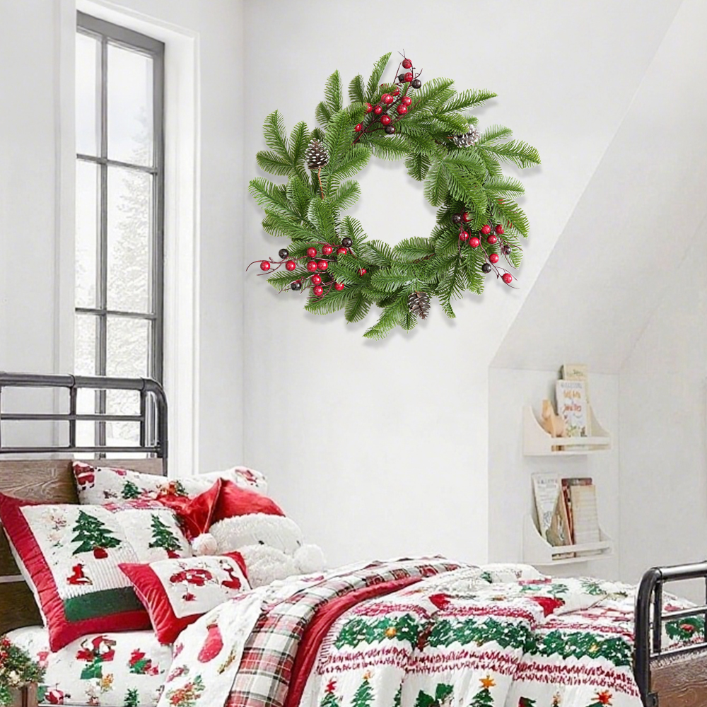 6 Christmas Wreath Red Pinecone