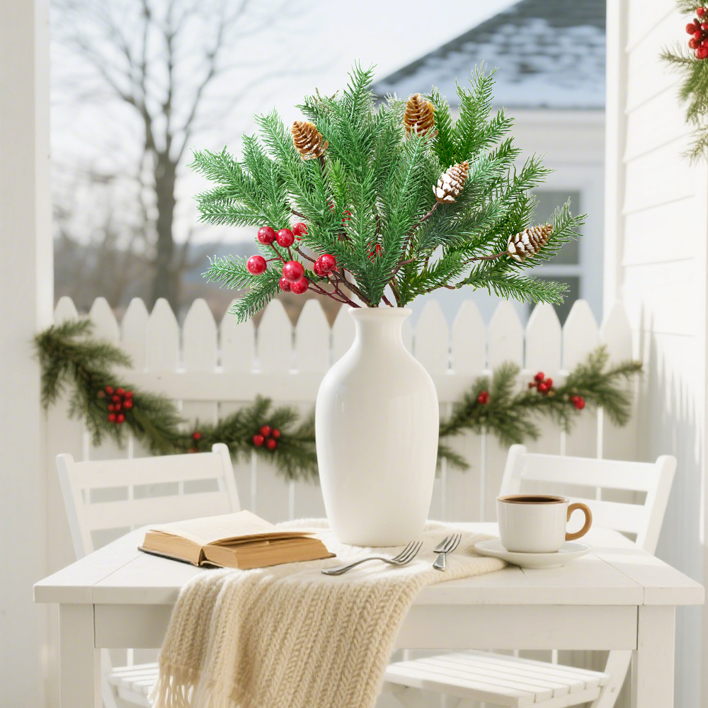 Artificial Pine Branch Red Berry