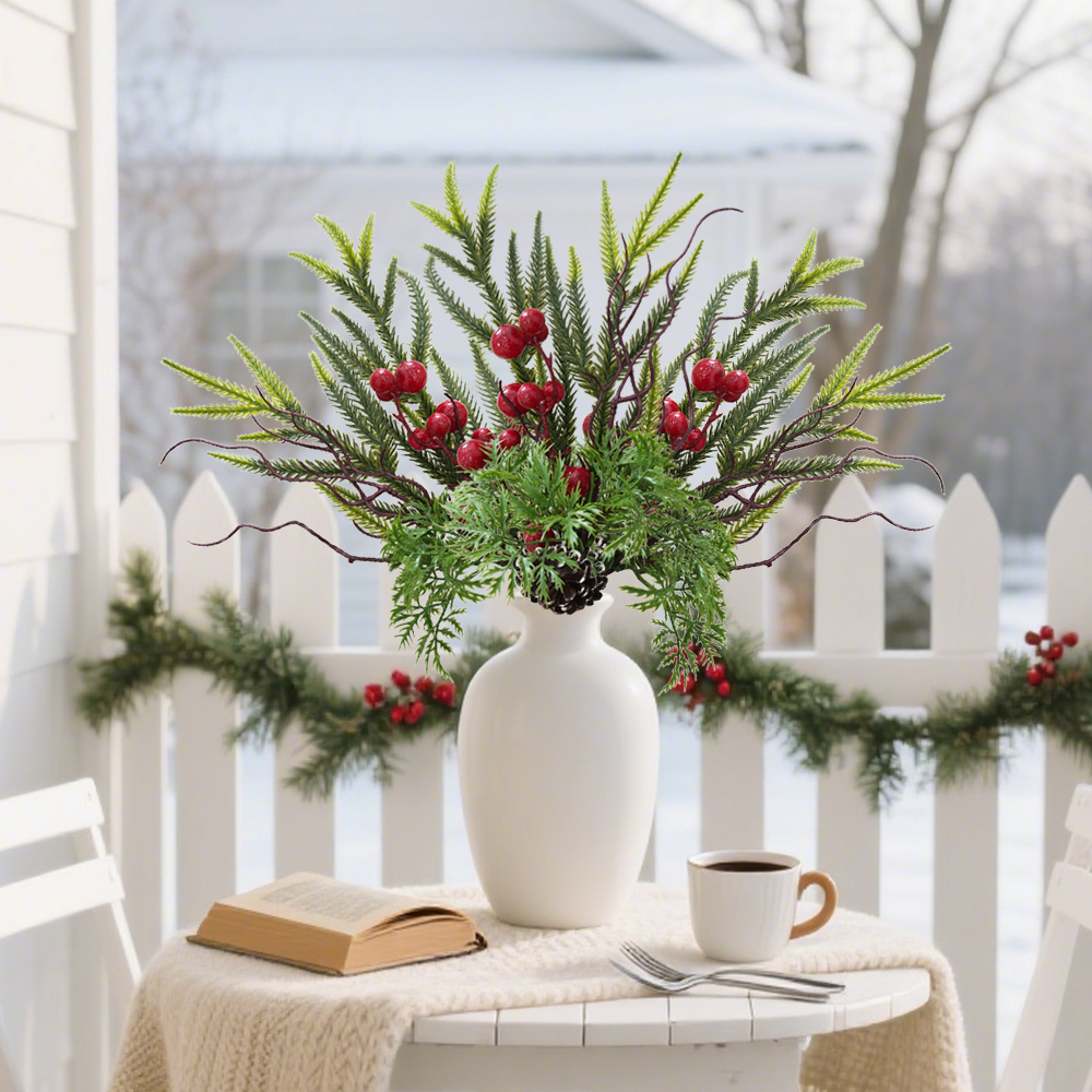 1 Artificial Pine Branche Holly Berries