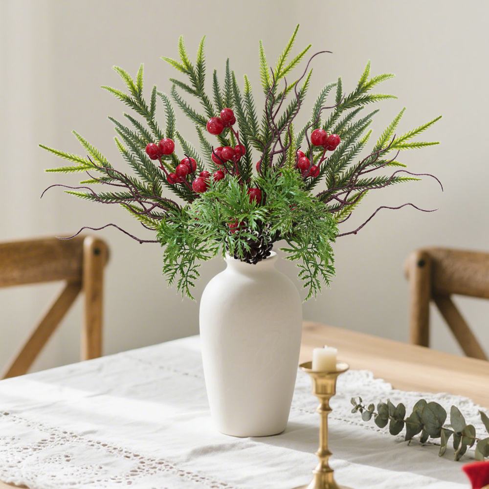1 Artificial Pine Branche Holly Berries