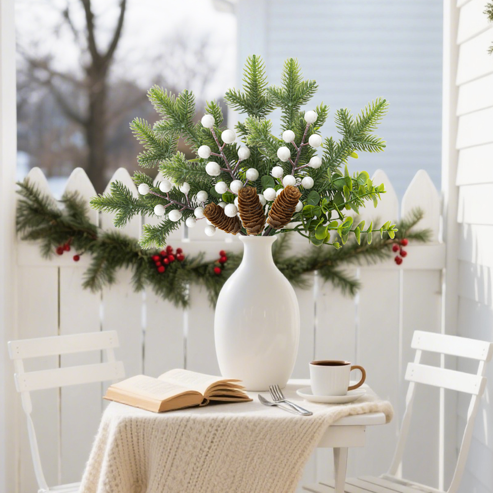 8 Artificial Pine Branch Cone Berry