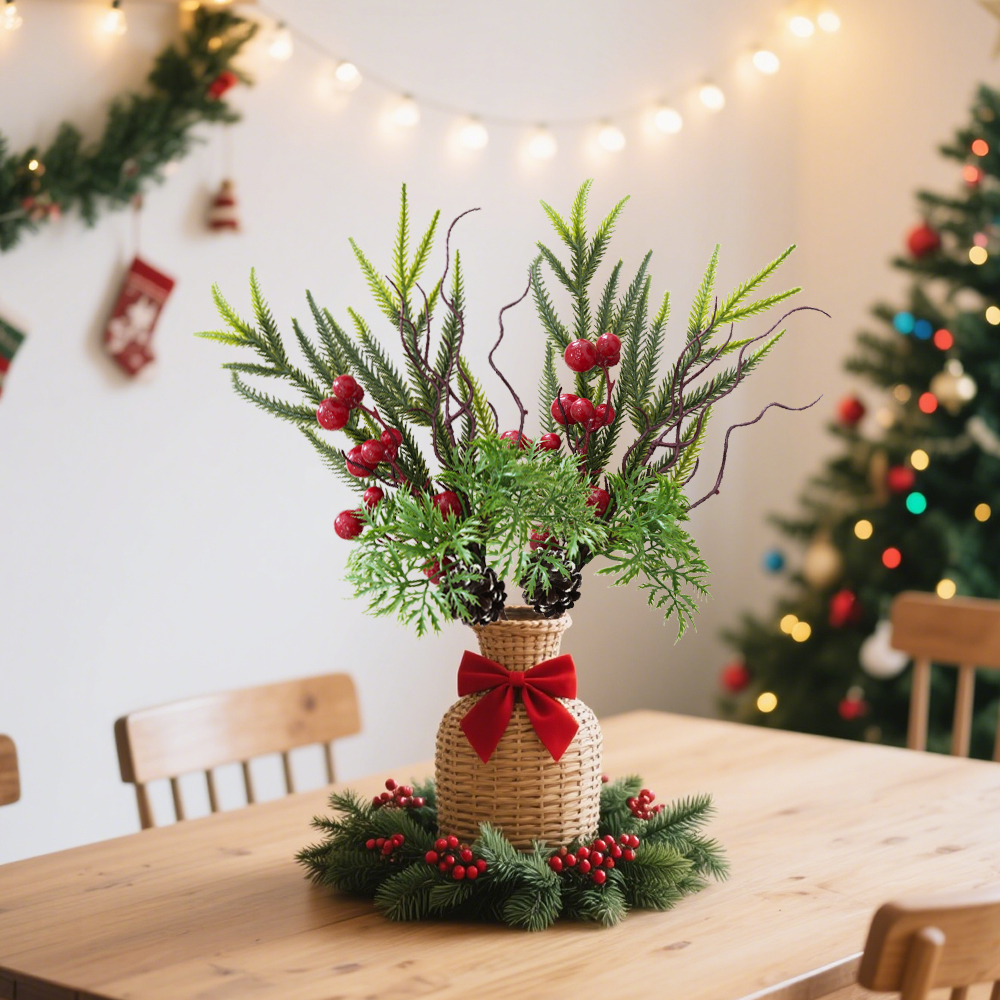 1 Artificial Pine Branche Holly Berries