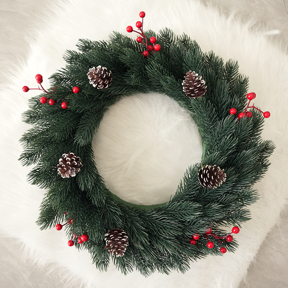 8 Christmas wreath pine needle red fruit pine cone