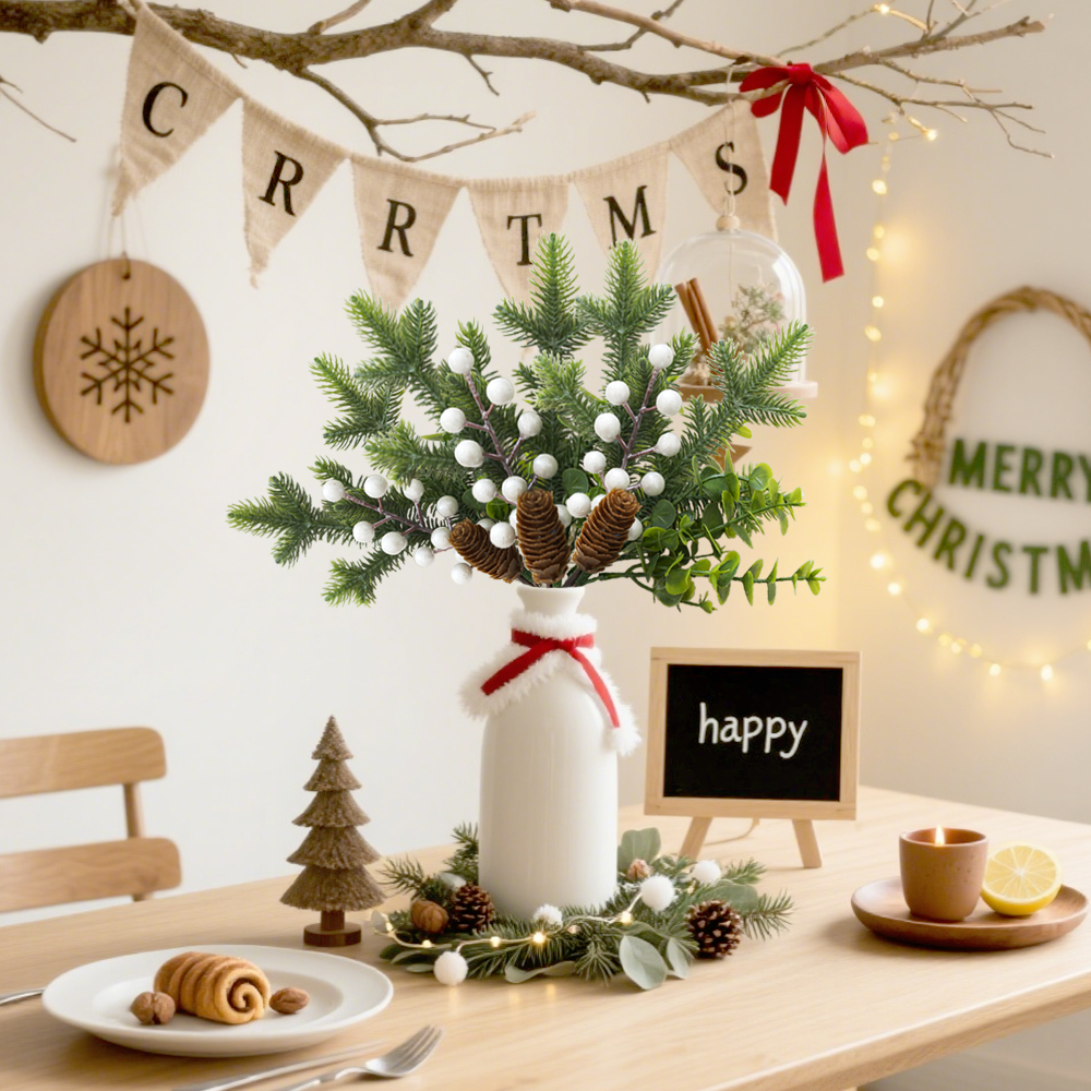 8 Artificial Pine Branch Cone Berry