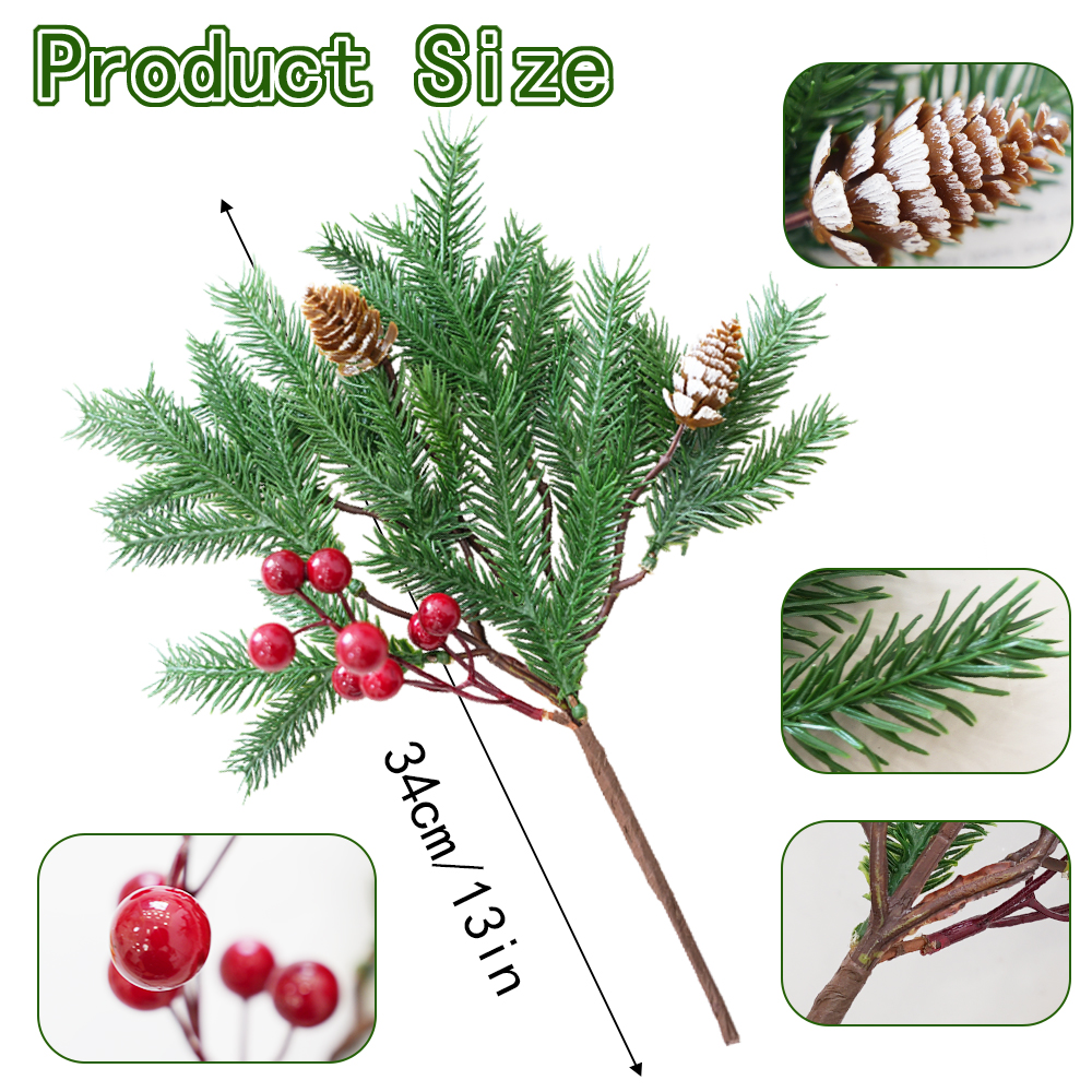Artificial Pine Branch Red Berry