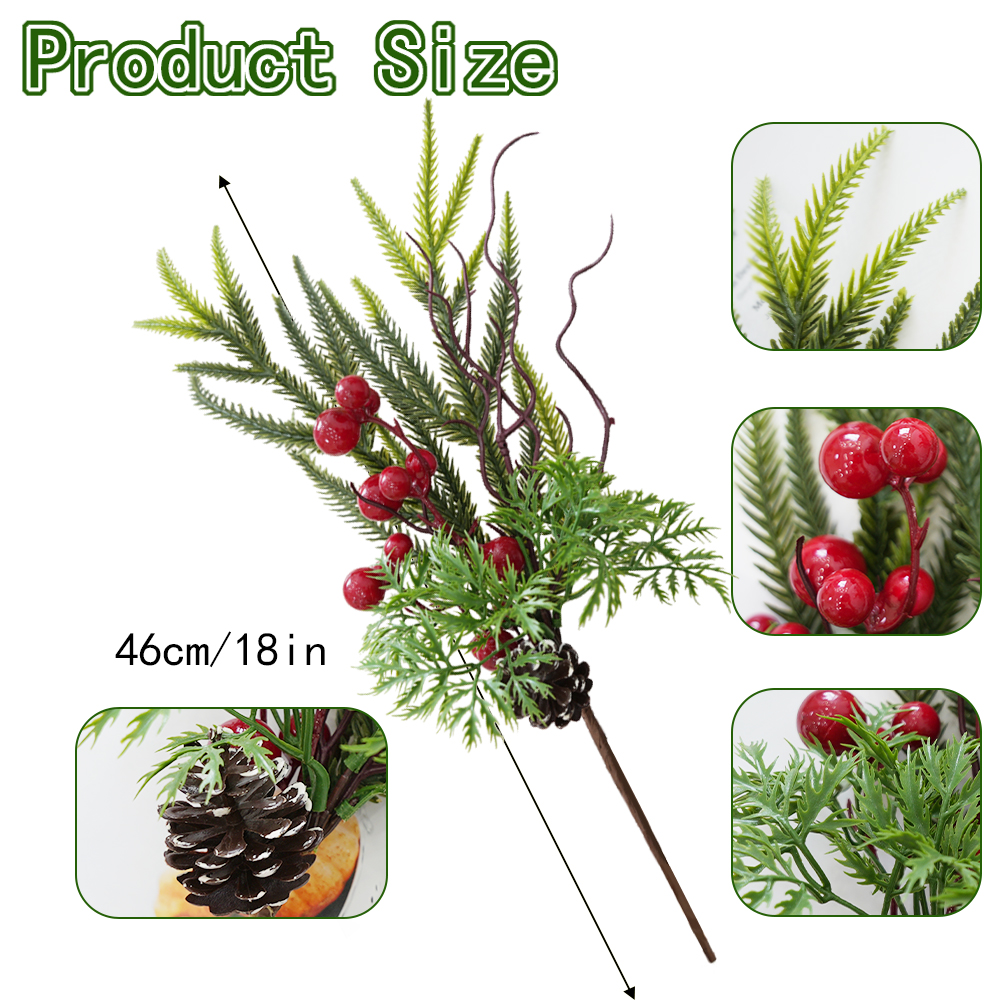 Artificial Pine Branche Holly Berries