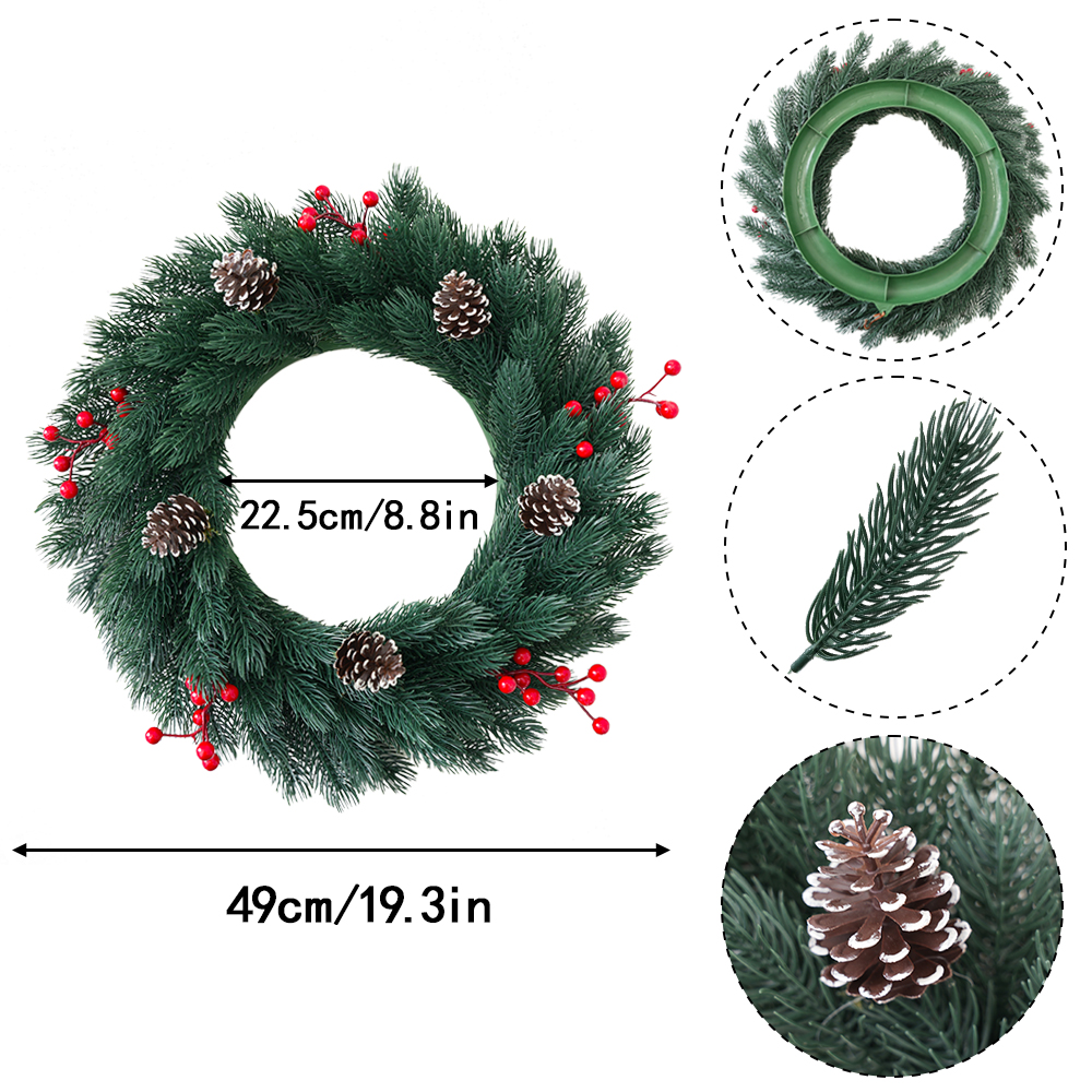 Christmas wreath pine needle red fruit pine cone